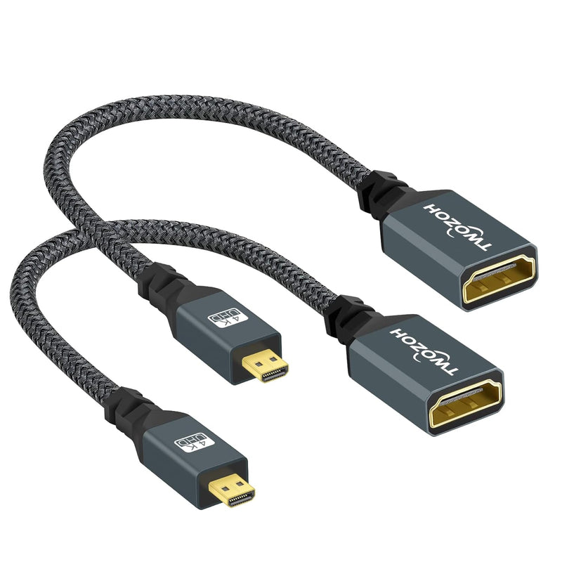 Micro Hdmi To Hdmi Adapter 2 Pack, Micro Hdmi Male To Hdmi Female Braided Cabl