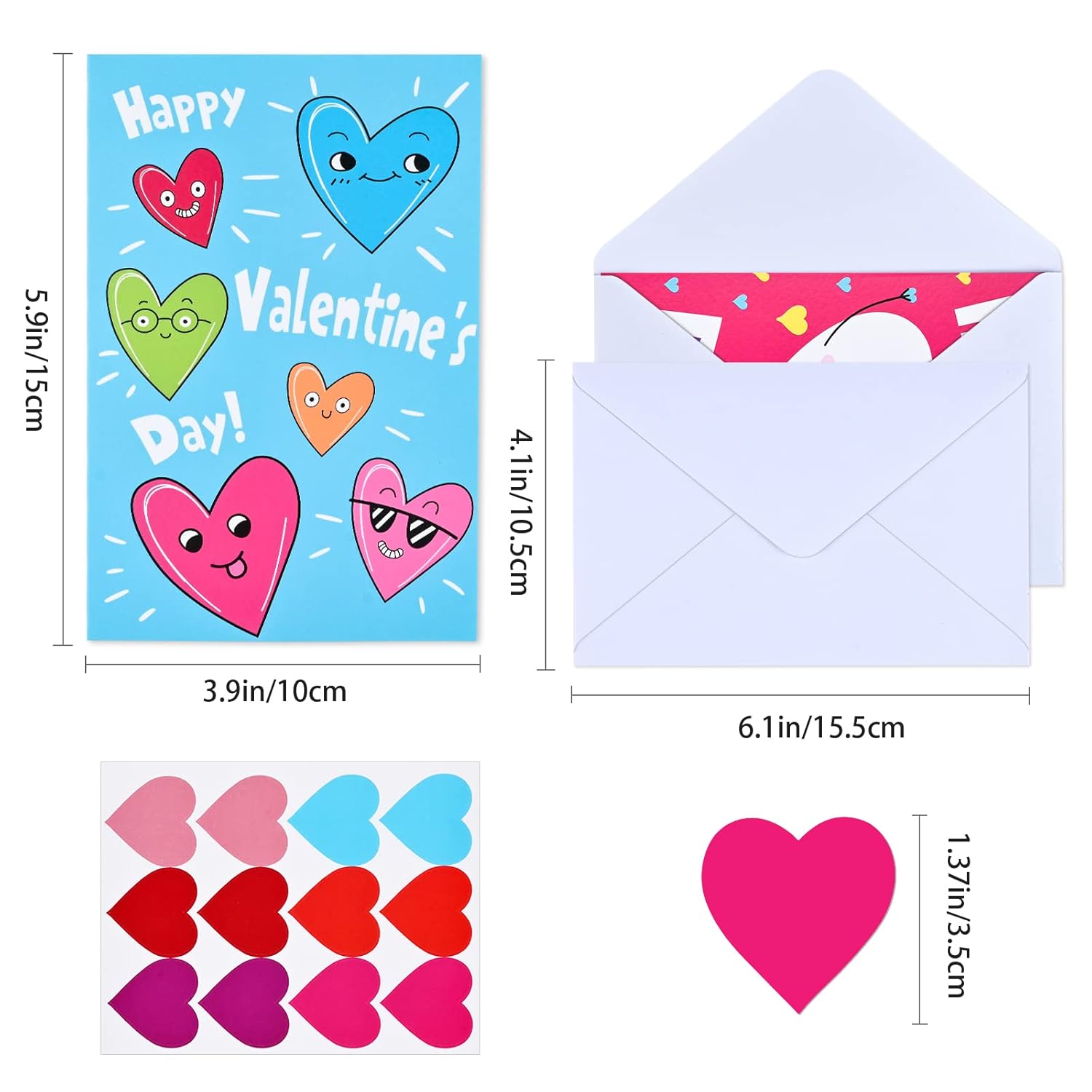 Happy Valentines Day Cards - Set Of 24 Valentine Card With Envelopes, Funny Valentines Exchange Card For Kids, Friends & Family, Love Vdaycards For Him & Her, Valentine'S Cards Assortment, 12 Design