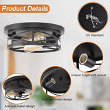 Black Flush Mount Ceiling Light Industrial Metal Cage Farmhouse Fixture
