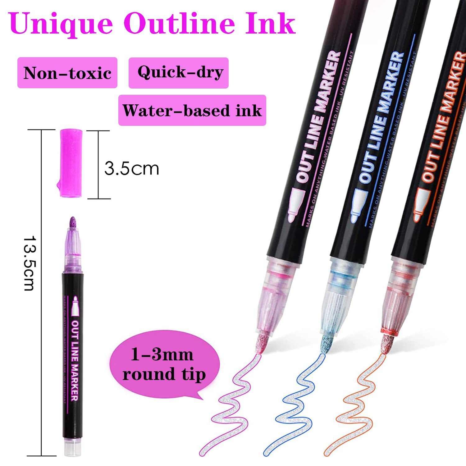 Teen Girl Gifts Trendy Stuff,24 Colors Outline Markers,Glitter Markers Outline Pens For Christmas Greeting Cards, Diy Art Crafts