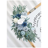 Dusty Blue Flower Swag Pack Of 2, Artificial Wedding Arch Flower Silk Corner Flower Arrangements Wedding Welcome Sign Floral Decoration Wedding Ceremony Backdrop Centerpieces
