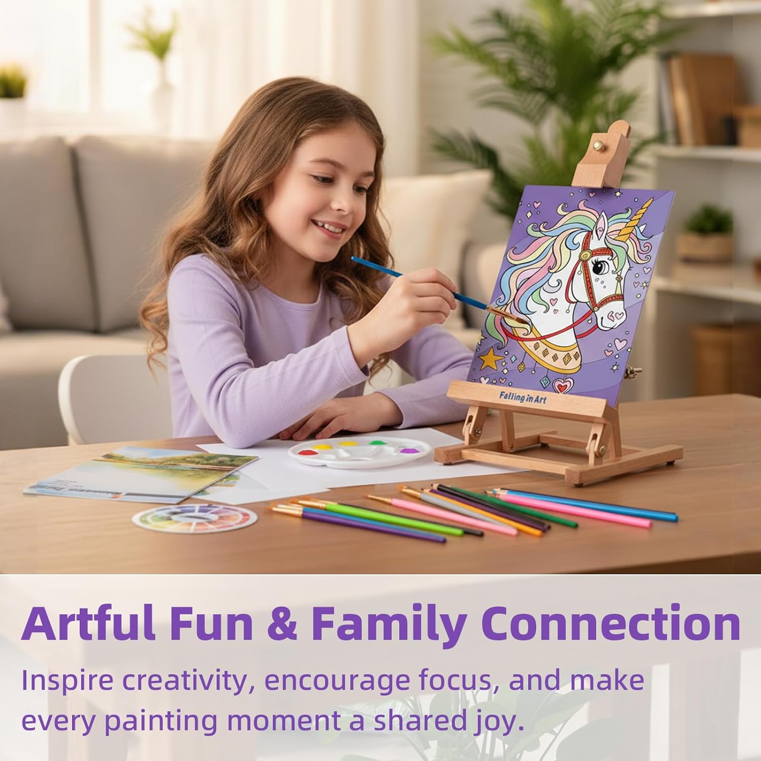 46 Pcs Acrylic Paint Set With Table Easel, Art Painting Kit With Acrylic Paints, Canvas Panels, Paintbrushes, Canvas Supplies Kit For Kids, Adults, Beginners, And Artists, Purple