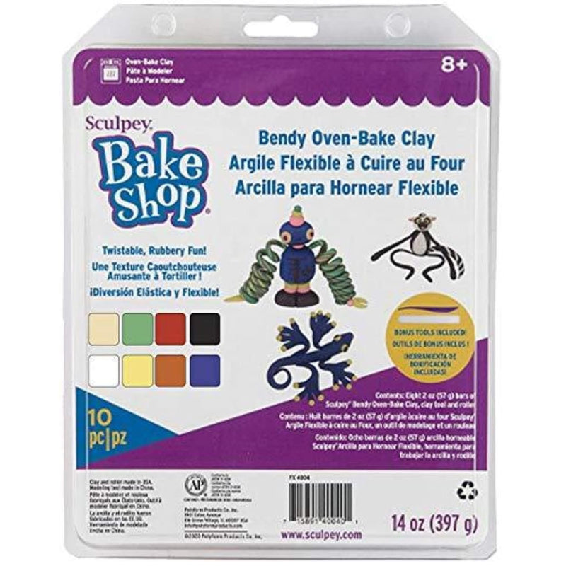 Sculpey Bake Shop Bendy Polymer Oven Bake Clay, 8 Unique Color Set, Pi