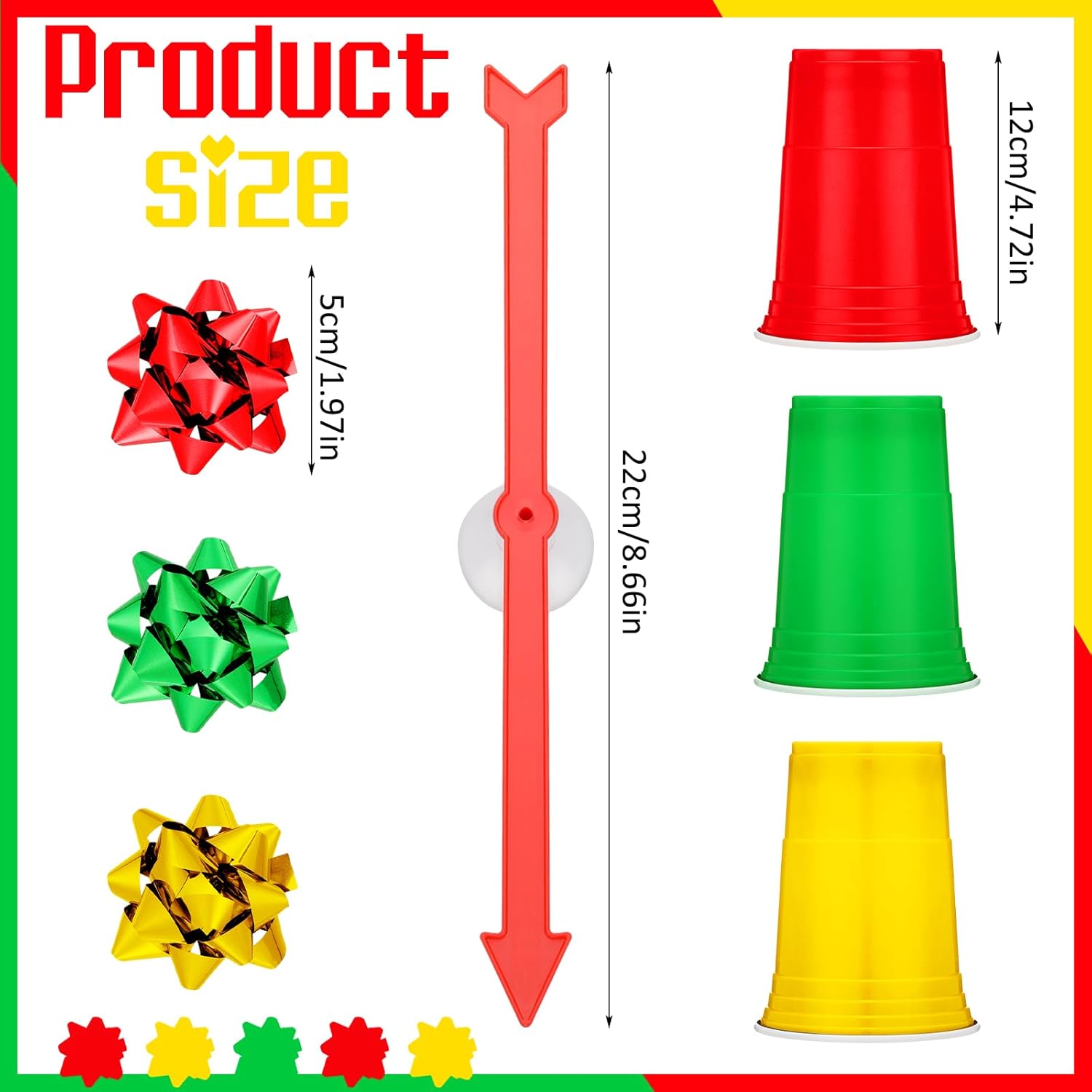 Christmas Party Games Spinner Wheel Christmas Roulette Raffle Game Set Include 38 Plastic Star Flower 20 Disposable Cups And 1 Pointer Spinner Wheel For Prizes Party Supplies