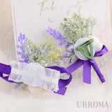 1 Set Wrist Corsage Flower, Artificial Wedding Wrist Corsage And Boutonniere Set Bride Hand Flower Men Boutonniere For Wedding Bridesmaid Party Prom Decorations, Purple Ribbon