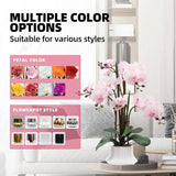Artificial Orchid Flower Plant 20.9'' Real Touch Faux Orchids In Ceramic Vase Pink Fake Phalaenopsis Flower Arrangement Silk Orchids With Stems For Centerpiece Table Home Indoor Decor