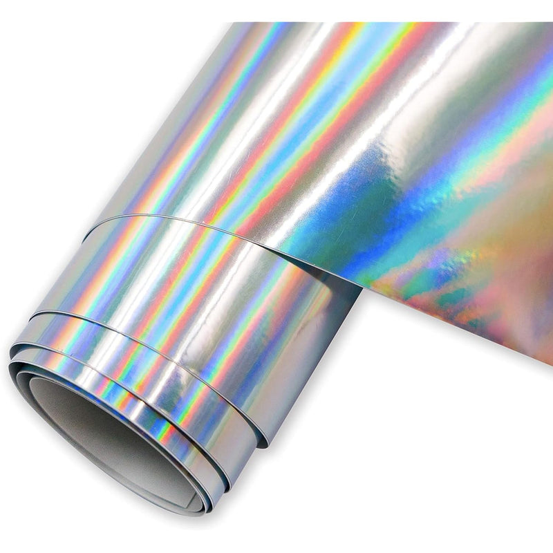 Silver Holographic Vinyl Permanent, 12"X15 Feet Rainbow Holographic Vi