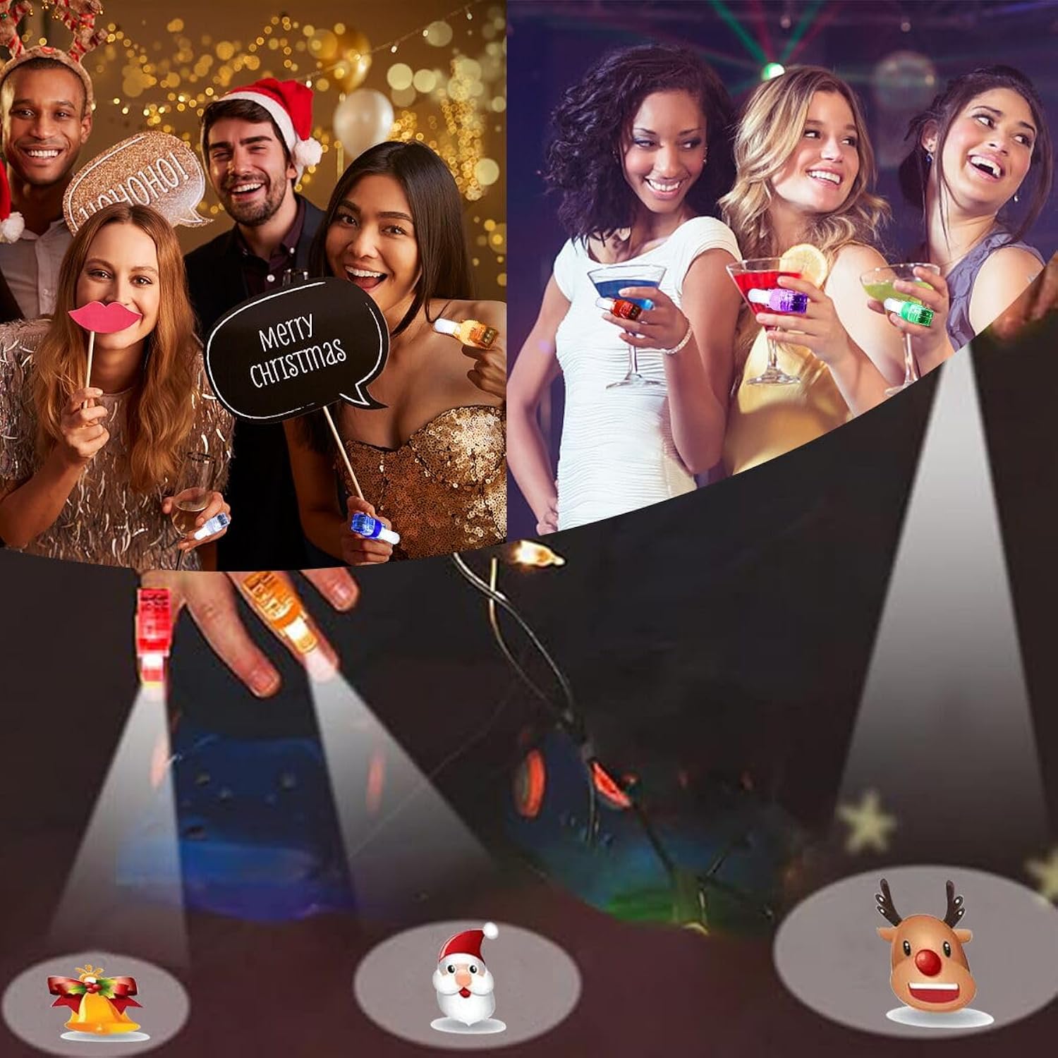 24 Pcs Christmas Led Finger Projection Lights Christmas Toys For Kids Boys Girls Christmas Stocking Stuffers Party Favors Gifts