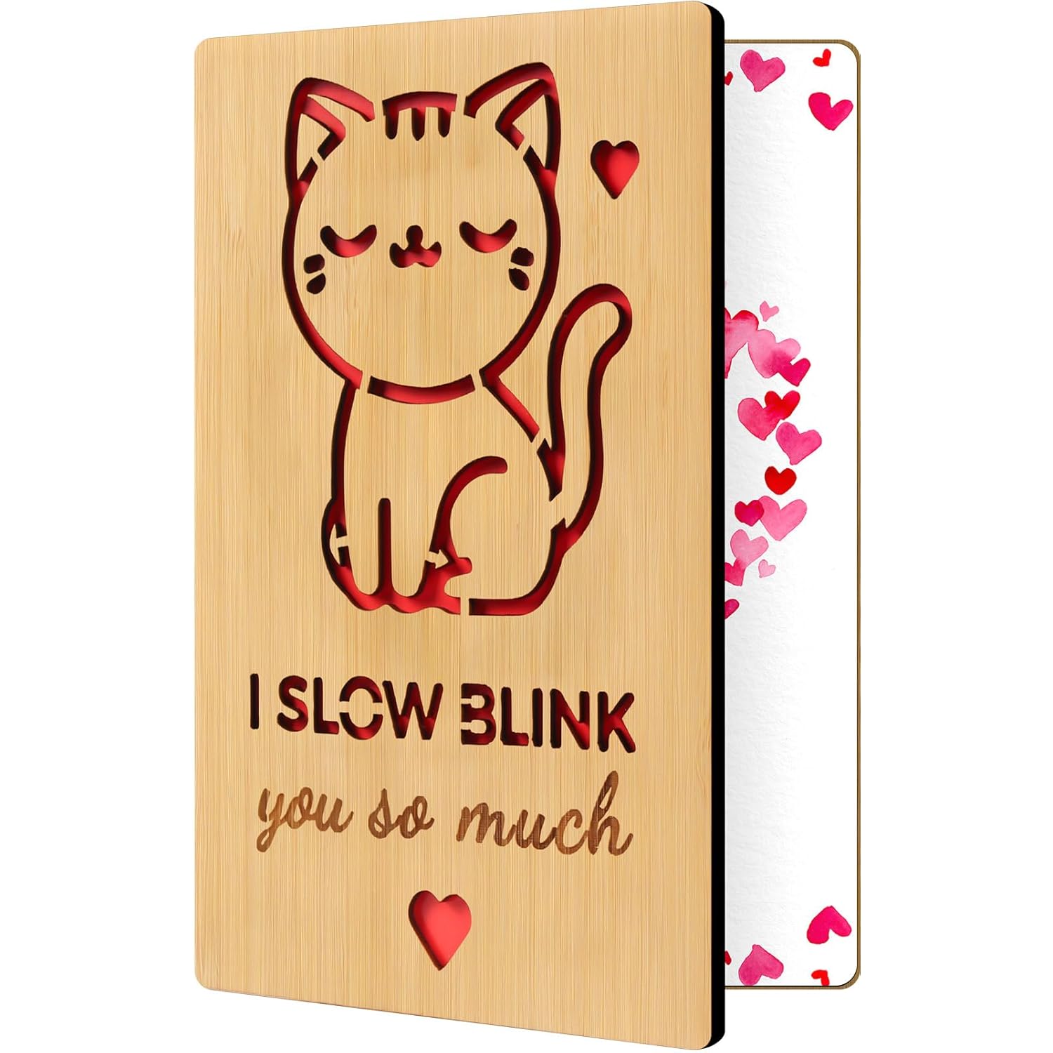 Funny Cat Valentines Day Card - Cat Lover Gifts - Wooden Greeting Card Gift For Husband Grandpa Him - Cats Dad Gifts - Cute Cat-Themed Anniversary Valentines Day Cats Cards With Envelopes