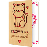 Funny Cat Valentines Day Card - Cat Lover Gifts - Wooden Greeting Card Gift For Husband Grandpa Him - Cats Dad Gifts - Cute Cat-Themed Anniversary Valentines Day Cats Cards With Envelopes