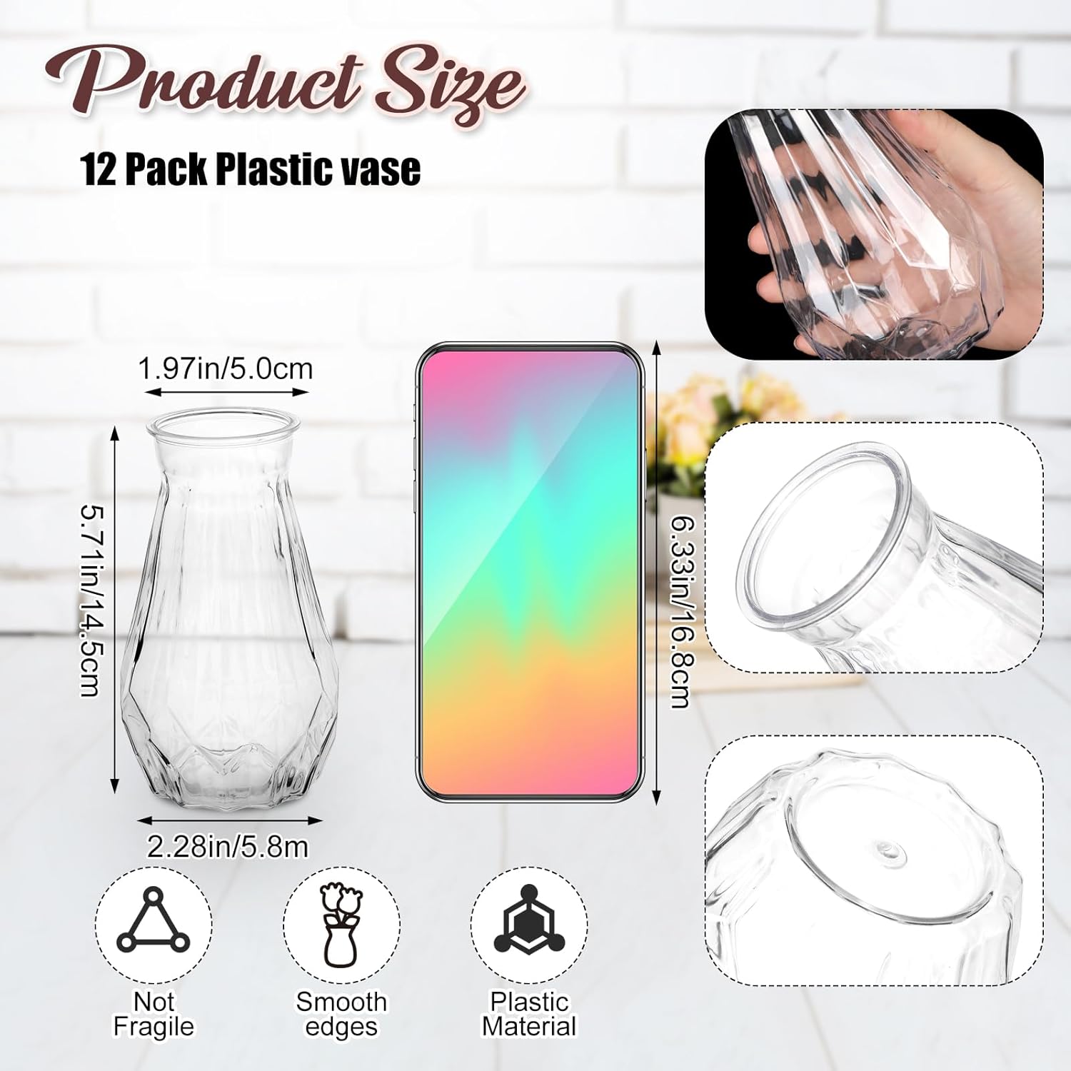 37 Pack Artificial Flowers With Bud Vase Bulk 24 Bundles Silk Bouquet 12 Plastic Clear Vase With 1 Rope Fake Flowers For Table Centerpiece Vases Wedding Party Decor(White,Hydrangea)