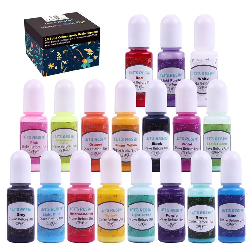 Let’S Resin 18 Colors Epoxy Pigment, Opaque Liquid Resin Colorant Each 0.35Oz,