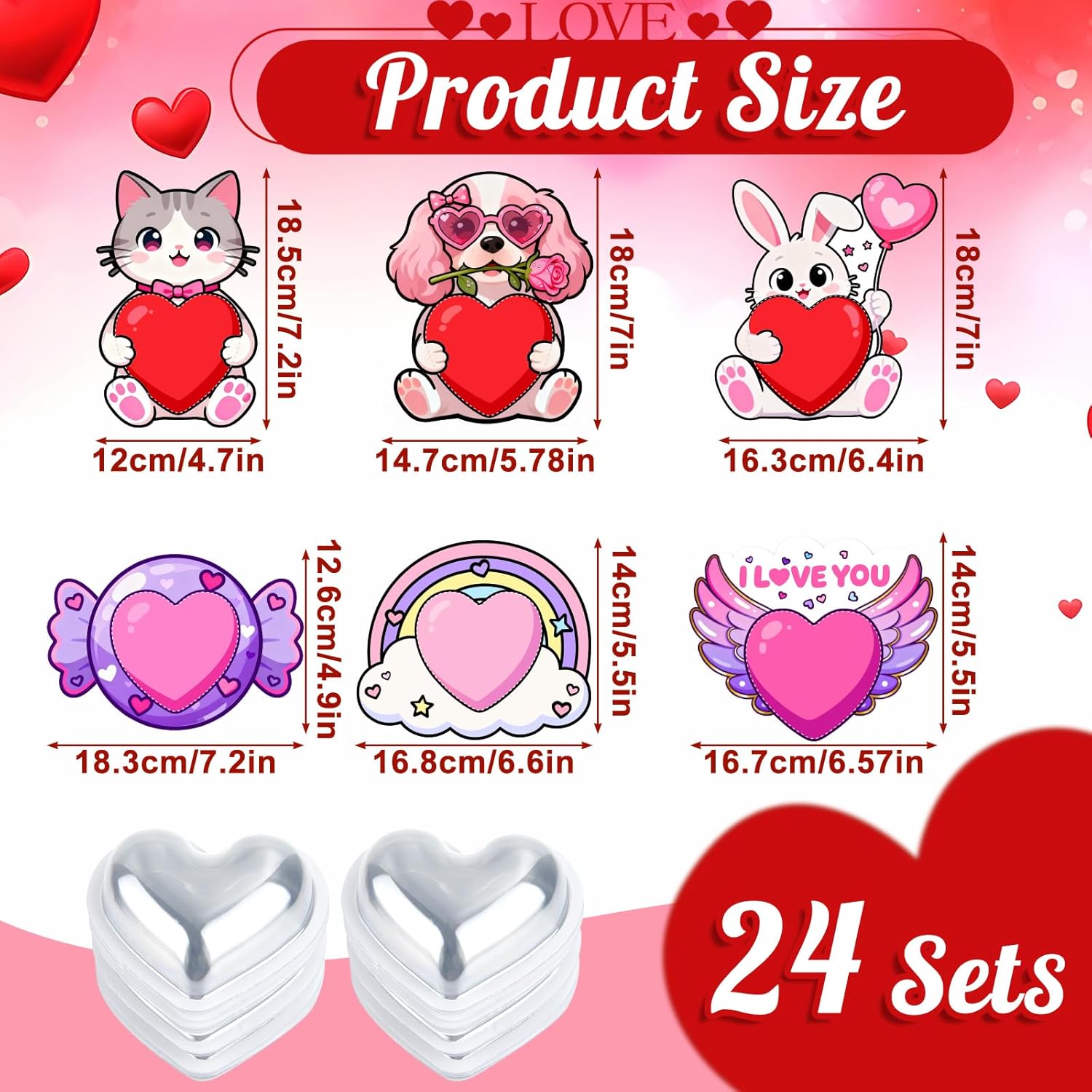 24 Set Valentine'S Day Cards For Kids With Candy Dome Holders, Classroom Exchange Greeting Cards,Diy Candy Cards For Valentines Day School Activities And Party Supplies
