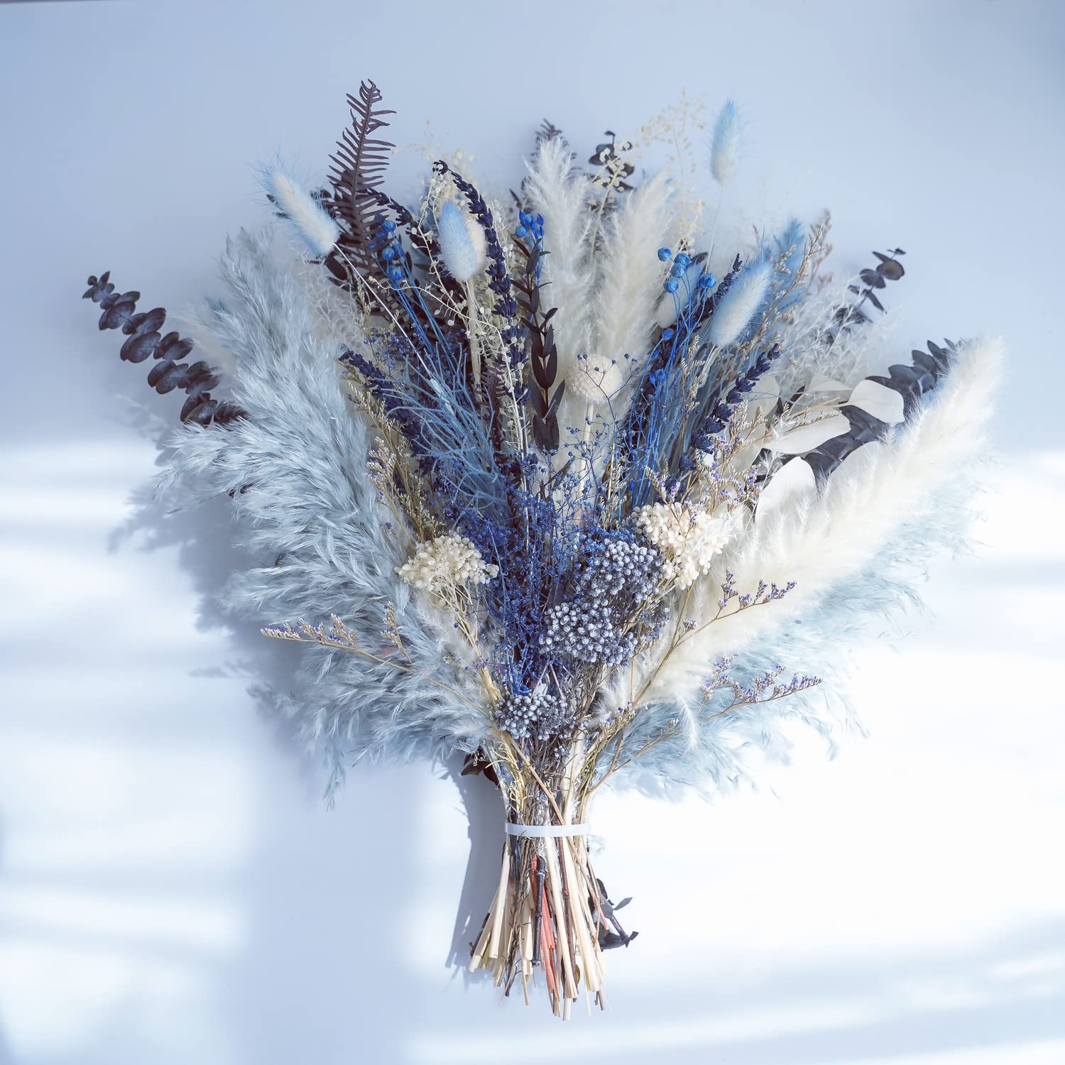 Pampas Grass Bouquet - Natural Dried Flower Arrangement, Mix Plants Eucalyptus Stems Bundle For Boho Table Centerpiece, Rustic Home Office Wedding Decor, Or Gift