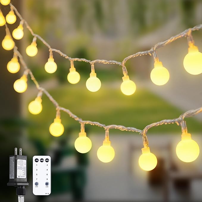147FT Globe String Lights 300 LED Warm White Plug In Fairy Lights with Remote Waterproof for Patio Garden Christmas Decor