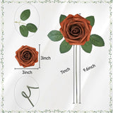 Artificial Flowers, 25Pcs Artificial Rose For Diy Wedding Bouquets Centerpieces Arrangements, Shades Of Terracotta Foam Roses With Stem For Bridal Shower Party Home Decorations