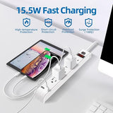 6 Outlet Surge Protector Power Strip 2 USB Ports 4FT Cord 600J Wall Mount