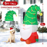 5 Ft Christmas Inflatable Outdoor Decorations, Inflatables Christmas Gnome Yard Decor With Christmas Tree Hat, Built-In