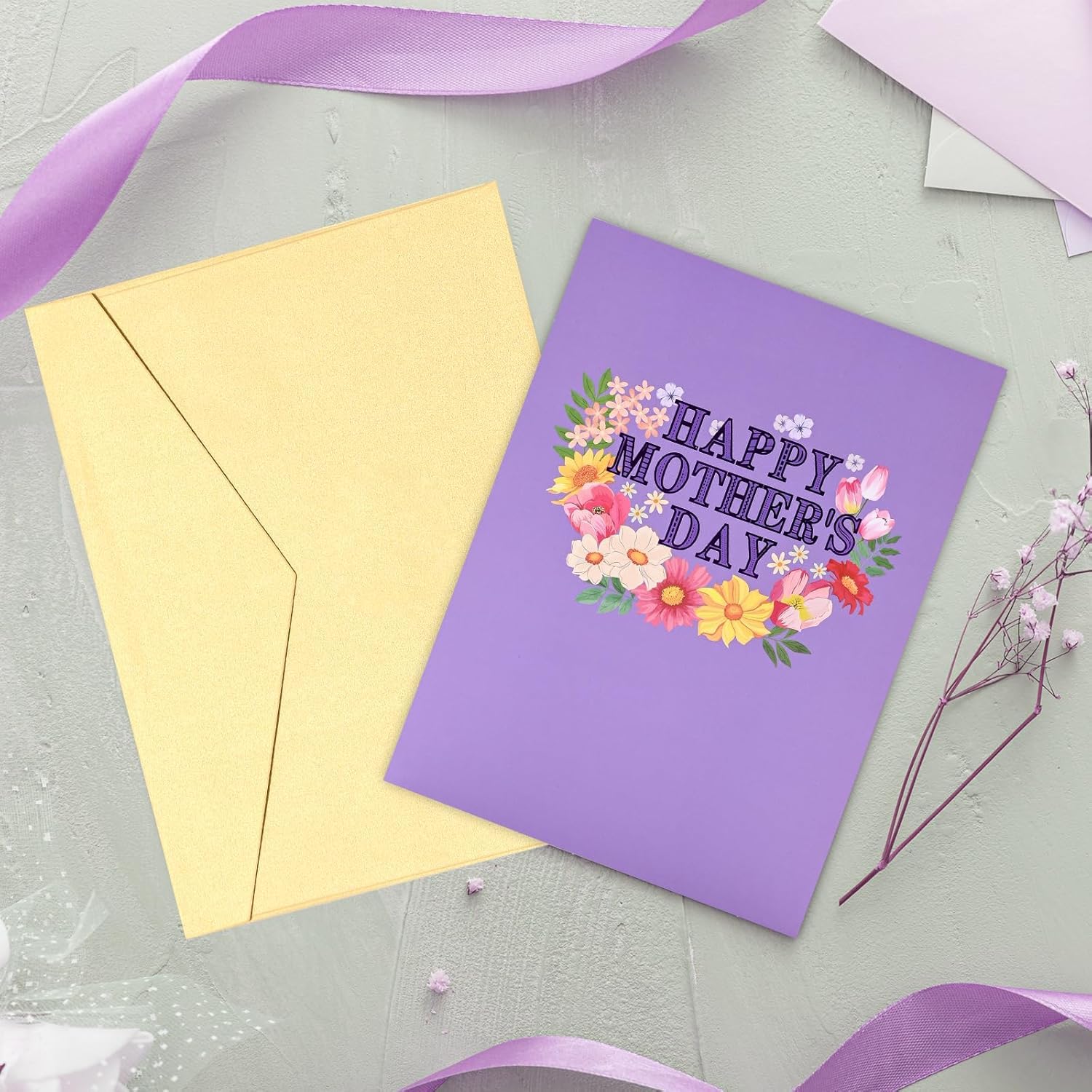 3D Happy Mothers Day Pop Up Card, Handcrafted - 100% Recycled And Eco-Friendly, 8" X 6" Cover - With Note Tag