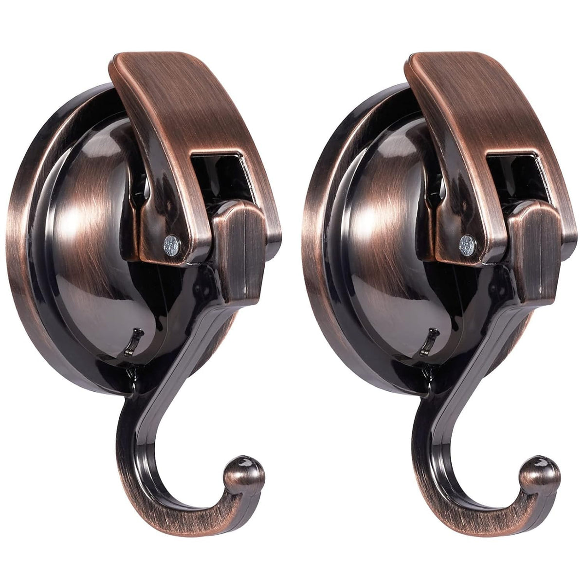 Suction Cup Hooks For Shower, Bathroom, Kitchen, Glass Door, Mirror, Tile – Loofah, Towel, Coat, Bath Robe Hook Holder For Hanging – Waterproof Wreath Hanger (2, Red Bronze)