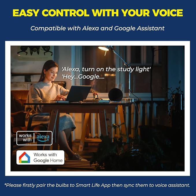 E12 Smart LED Light Bulbs 4 Pack Compatible with Alexa Google Home Candelabra Base Bulbs