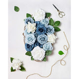 Artificial Flowers Dusty Blue Flowers Combo Wedding Flowers For Diy Bouquets Centerpieces Floral Arrangements Bridal Shower Baby Shower Party Home Decorations (Demure Dusty Blue)