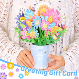 Mother'S Day Bouquet Pop Up Cards From Daughter And Son, 3D Flower Card Kids First Mothers Day Greeting Card Mom Birthday Card Women All Occasion Card Envelope And Blank Note Tag