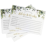Advice And Wishes For The Mr And Mrs – Wedding Advice Cards For Bridal Shower, Games And Favors For Guests, Eucalyptus Botanical Decor, 50 Cards