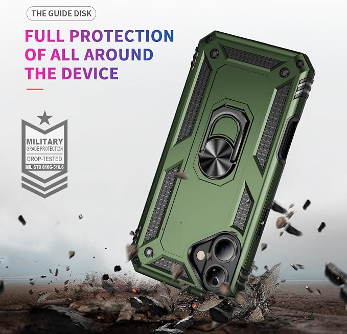 iPhone 17 Case iPhone 18 Case with Screen Protector and Built-in Kickstand Army Green Full Body Cover