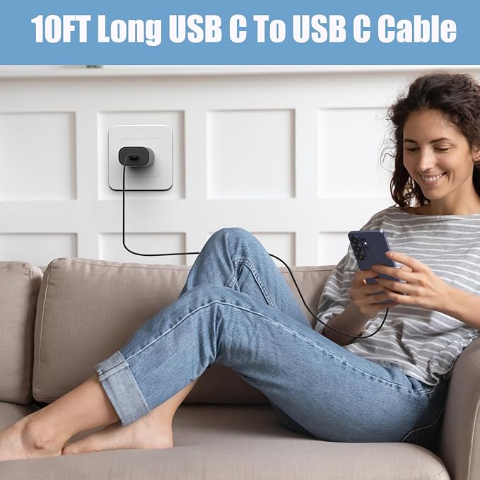25W USB C Fast Charger with 10FT Cable for Samsung Galaxy S26 S25 S24 S23 S22 S21