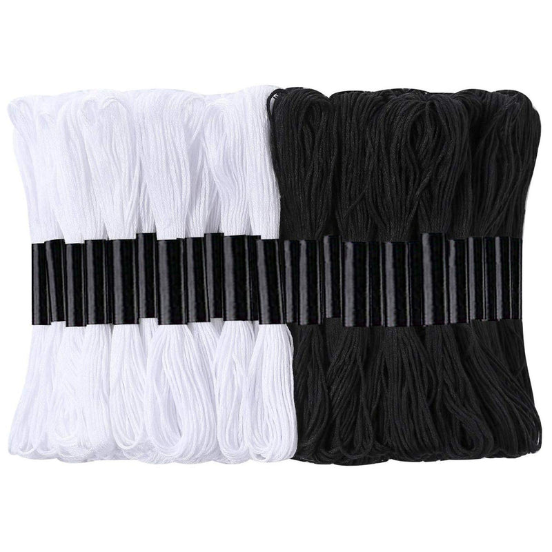 24 Skeins Cross Stitch Threads, Black And White Cotton Embroidery Floss Friend