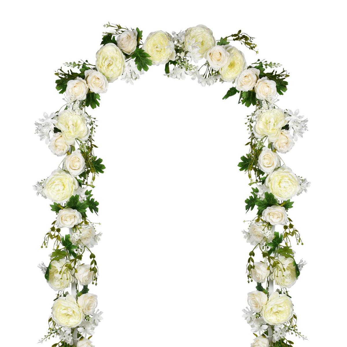 2 Pakc Artificial Peony Garland, 12Ft Floral Greenery Garland With Mixed Peony Flowers And Green Leaves For Wedding Dining Table Home Party Decor (2, White)