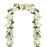 2 Pakc Artificial Peony Garland, 12Ft Floral Greenery Garland With Mixed Peony Flowers And Green Leaves For Wedding Dining Table Home Party Decor (2, White)