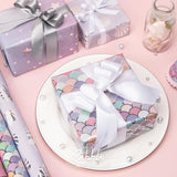 Mermaid Scale Scallop Birthday Wrapping Paper 3 Rolls Pink And Lavender Purple Mermaid Wrapping Paper For Girls- Mini Roll 17 Inch X 120 Inch(10Feet) Per Roll