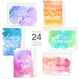 Watercolor Sympathy Cards / 24 Comfort And Peace Note Cards / 6 Colorful Designs With Blank White Envelopes / 4 5/8" X 6 1/4" Thinking Of You Greeting Cards