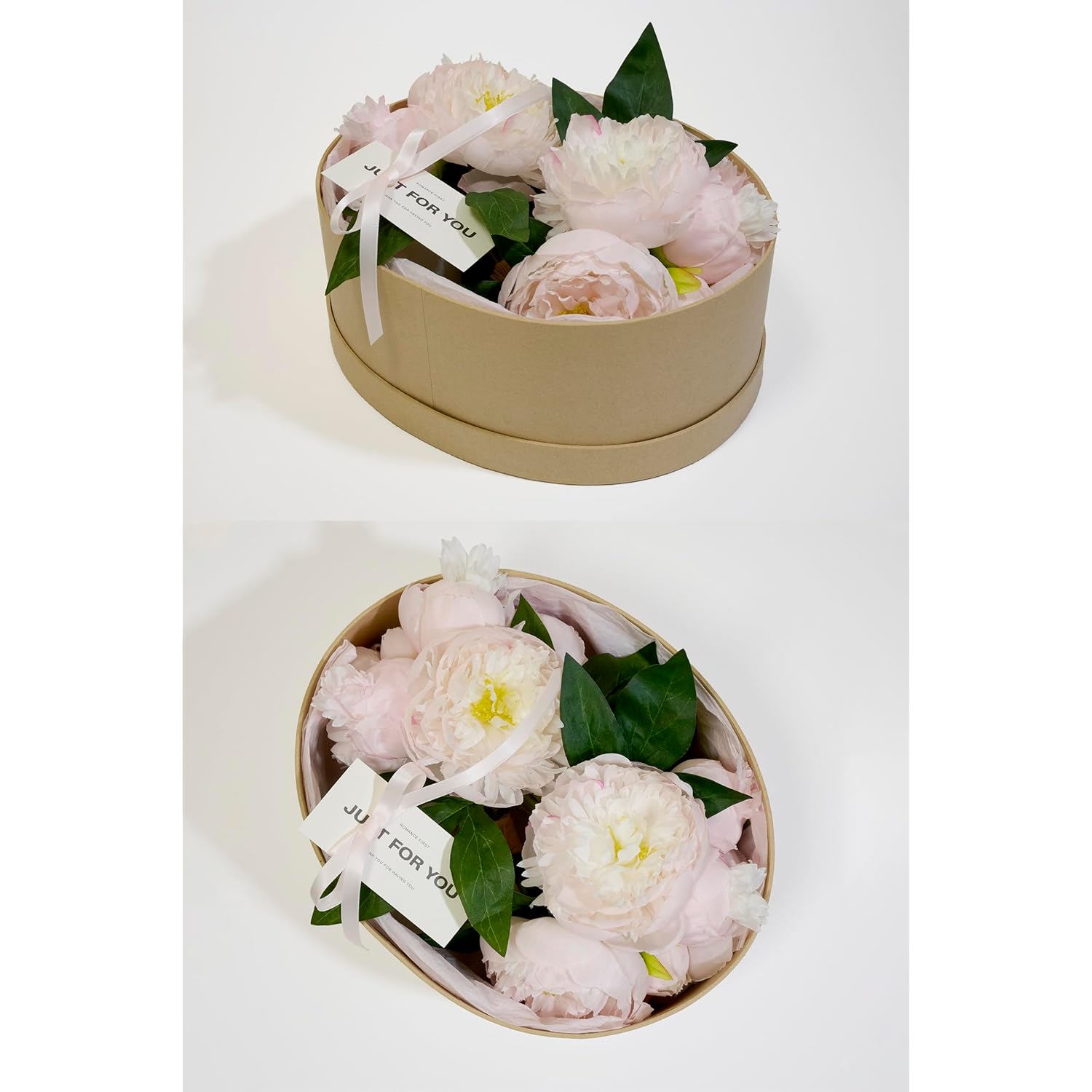 Peonies Artificial Flowers, Silk Pink Peony 2 Bouquets For Wedding, Faux Peony Flowers, Real Touch Peonies,Silk Flower Bouquet Peony Gift Box (Light Pink)