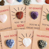 24 Pack Valentines Cards With Heart-Shape Gems - Valentine Crystals Rock Gift Exchange, Funny Valentine Exchange Card For Boys & Girls, Classroom School Party Favor