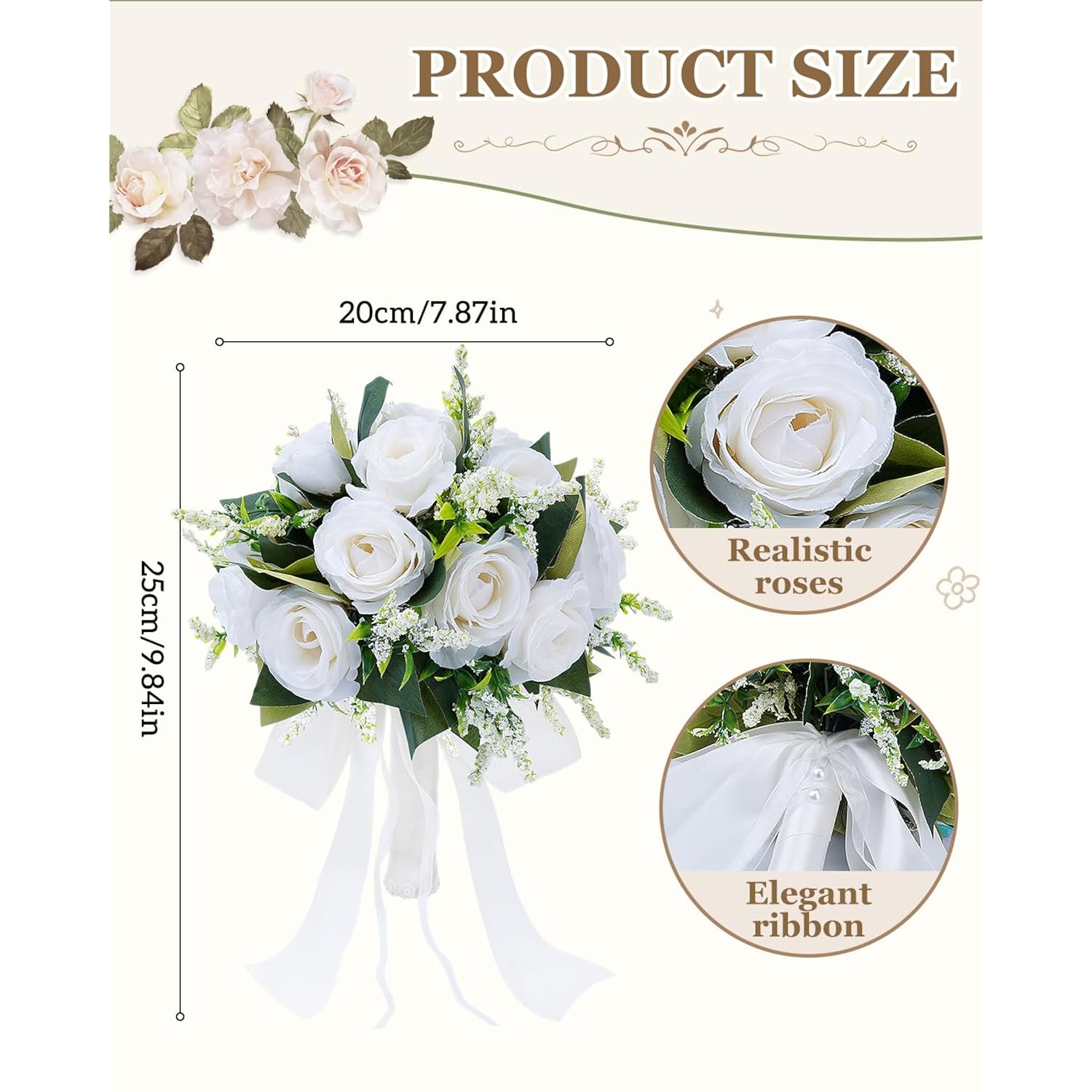 Wedding Bouquets For Bride Bridal, Flower Bouquets For Bride Bridesmaid Wedding Bridal Anniversary Decorations, White