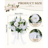 Wedding Bouquets For Bride Bridal, Flower Bouquets For Bride Bridesmaid Wedding Bridal Anniversary Decorations, White