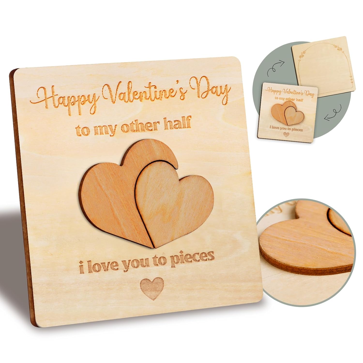 Funny Valentines Day Cards Wood Valentine Cards For Her Him Personalized Valentines Day Gifts For Girlfriend Boyfriend Husband Wife Puzzle Valentines Cards Valentine'S Day Cards With Envelope