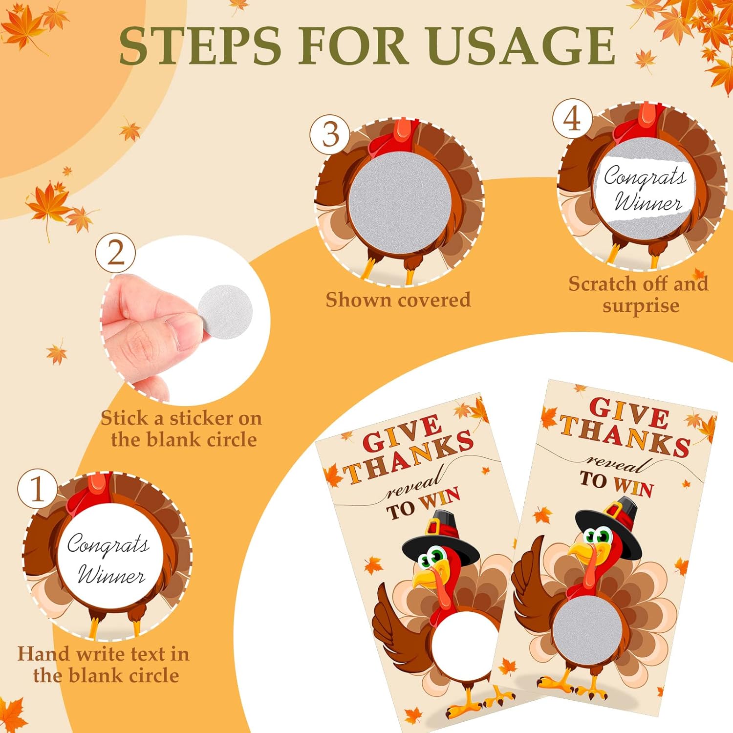 50 Pcs Thanksgiving Party Games Turkey Scratch Off Cards With Matching Scratch Stickers Fall Diy Scratch Tickets For Family Adults Fun Dinner Activities