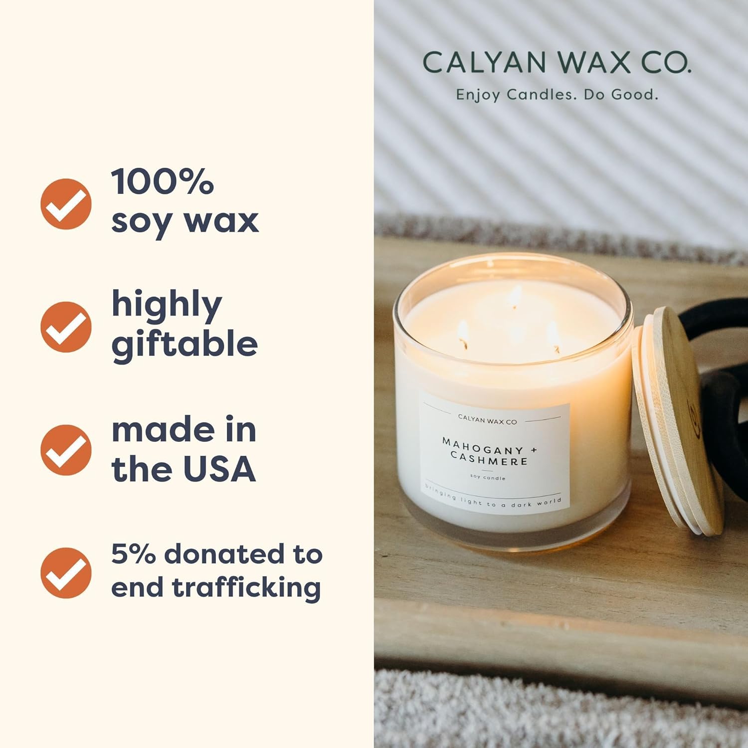 Lemon & Sage 3 Wick Scented Candle - 43 Hour Burn - Luxury 3 Wick Soy Candles - Non Toxic Soy Wax Candles - Long Lasting Large Glass Jar Candle For Home - 14.9Oz