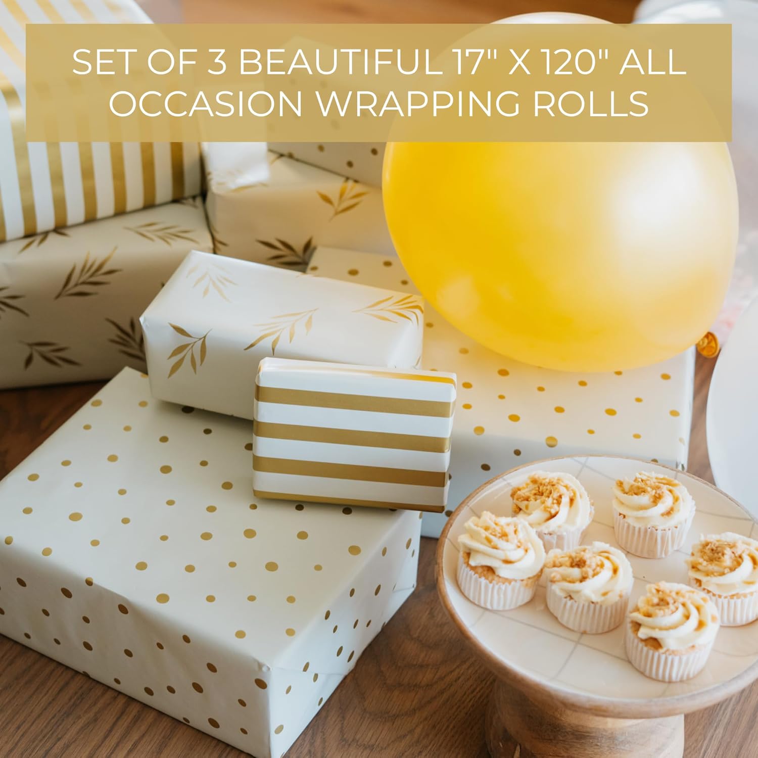 Beautiful Gift Wrapping Paper Rolls For All Occasions - Set Of 3 Quality Rolls For Wedding, Birthday, Baby Shower & Christmas - Add A Touch Of Magic To Every Gift You Wrap - 17 X 120 In