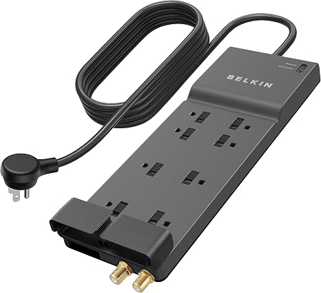 8 Outlet Surge Protector Power Strip 12FT Heavy Duty Cord 3550J Flat Plug