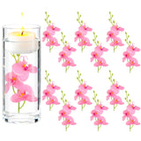 Ardux (12 Pieces) Artificial Flowers For Floating Candles Mini Artificial Orchid Flower Vase Fillers For Wedding Dinning Table Party Home Bar Restaurant Decoration (Pink)