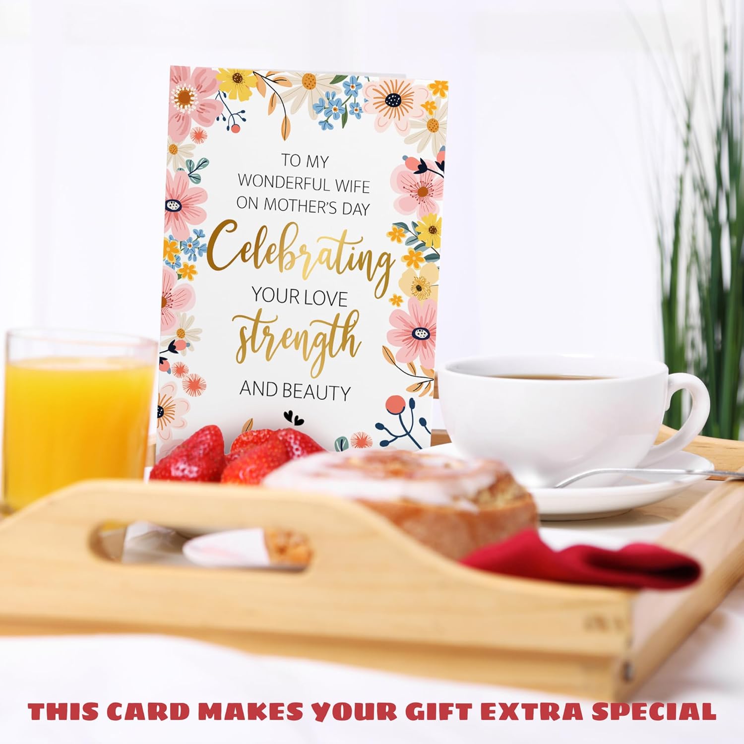 Mothers Day Card For Wife - Happy Mothers Day Card For Wife From Husband - Religious Flowers 1St First Mother'S Days Cards For Pregnant Mom - Single 5.3''X 8'' Folded Cards With Red Envelope
