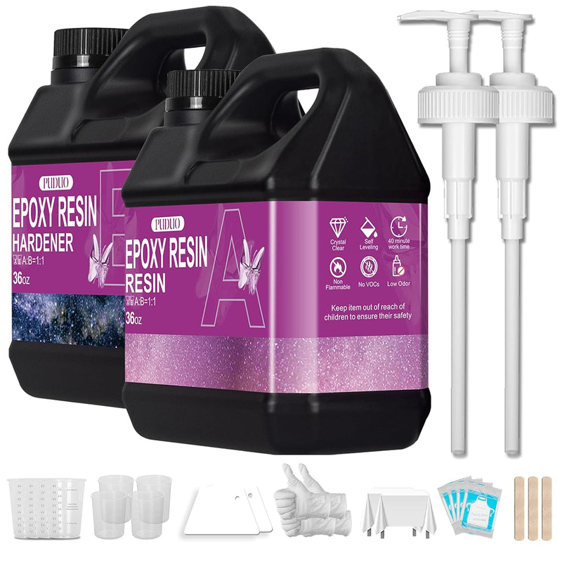 Epoxy Resin Kit 72Oz?Newly Formulated Crystal Clear Epoxy Resin?Strong, Bubble-Free, Anti-Yellowing Art Resin That?Suitable For Casting, Diy, Resin Art, Molds, Jewelry, Easy To Mix 1:1 Ratio