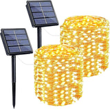 144FT Solar Fairy Lights Outdoor 2 Pack 400 LED Warm White String Lights Waterproof Copper Wire with 8 Modes for Garden Tree Patio Party Christmas Decor