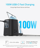 9 in 1 Desktop Charger Power Strip 100W USB C Charging Station with 3 Outlets 6 USB Ports 5FT Extension Cord