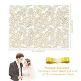 Gift Wrapping Paper, Golden Rose Pattern In White Art Paper With 1 Roll Gold Ribbon, For Weddings, Mother'S Day, Birthdays, Baby Showers, Bridal Showers, Valentine'S Day Or Any Occasion(6 Sheets)